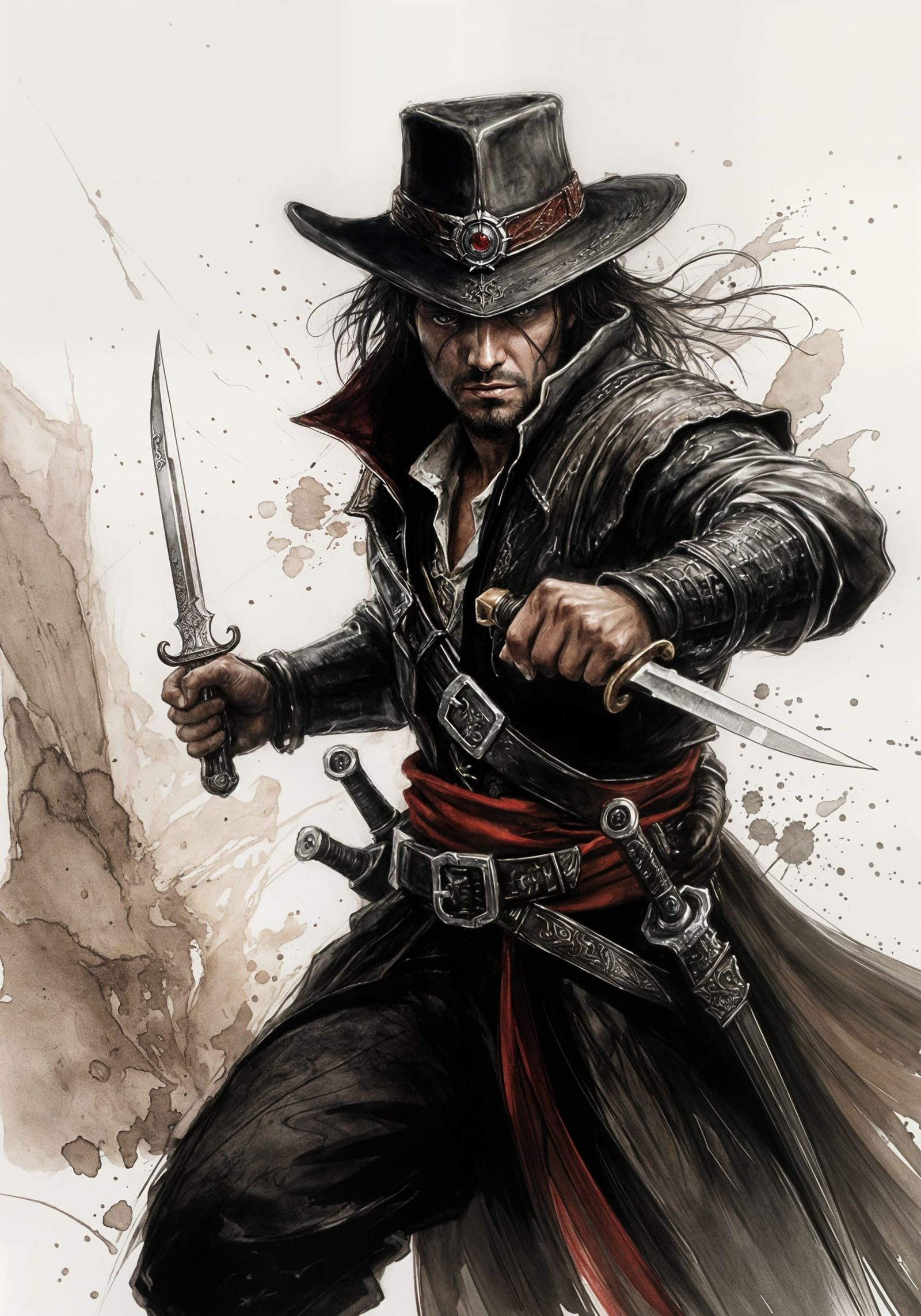 Cyberpunk Scoundrel Throws Dagger in a Flash of Color