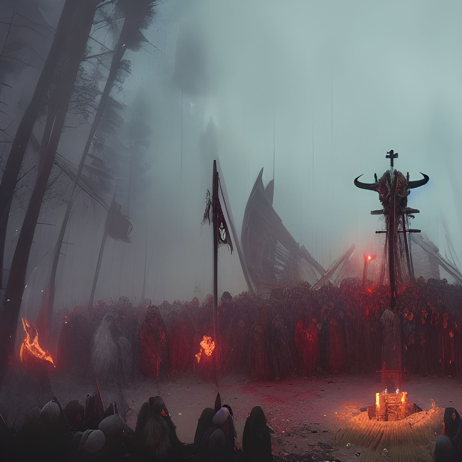 Viking Funeral Ceremony: Intricate Fantasy Art