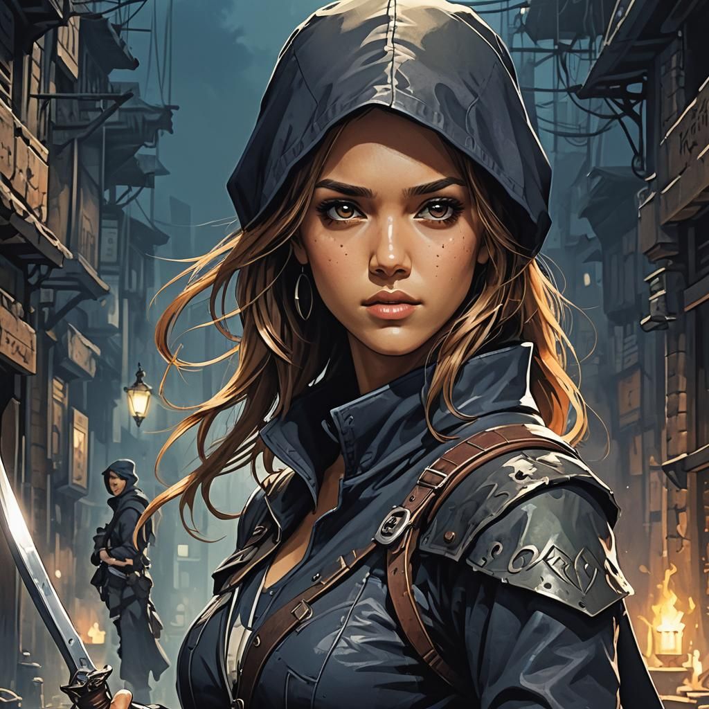 Jessica Alba as Anime Thief: Cel-Shaded Art