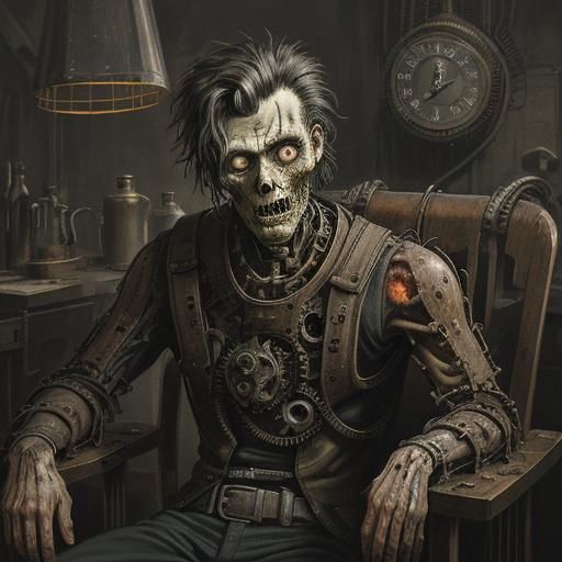 Zombie in Steampunk Style, Expressionist Art