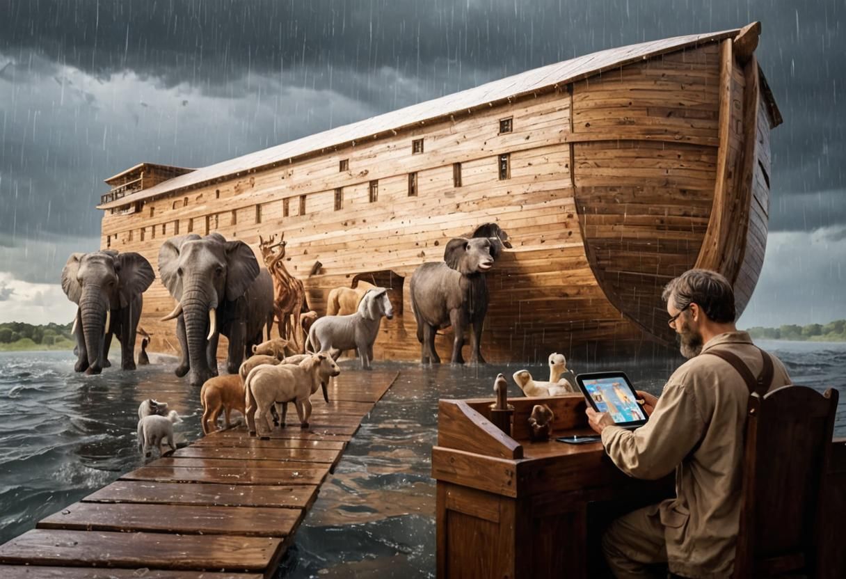 Noah's Ark with Animals Entering in Pairs