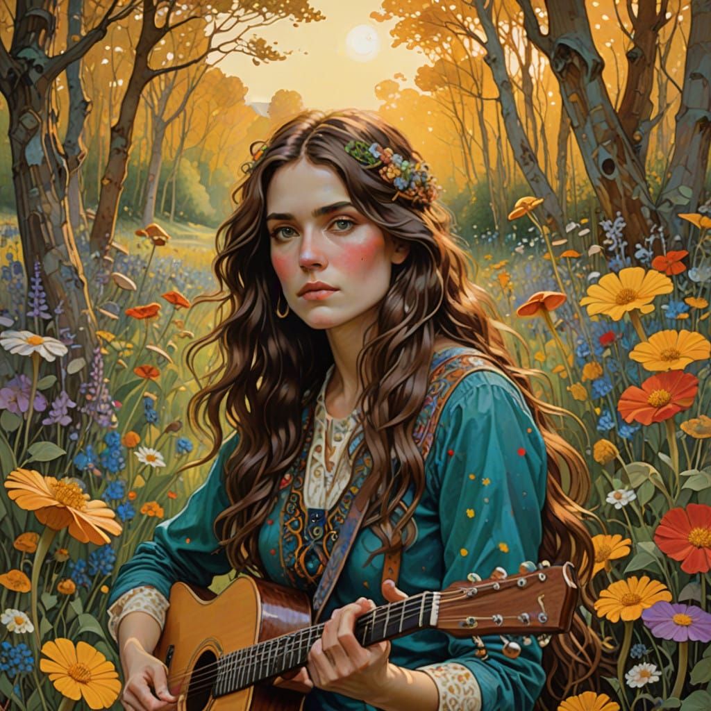 Serene Woman Artist in a Vibrant Meadow