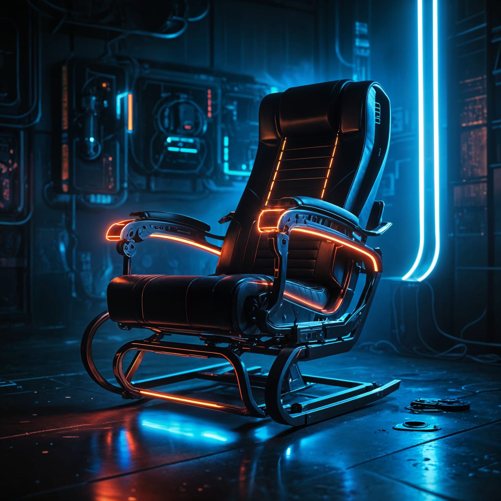 Sleek Sci-Fi Rocking Chair with Glowing Lights