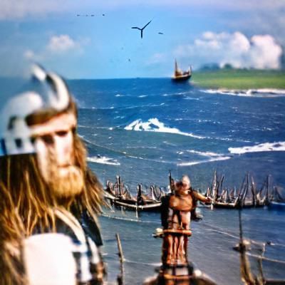 Viking Warrior Gazing at Distant Island