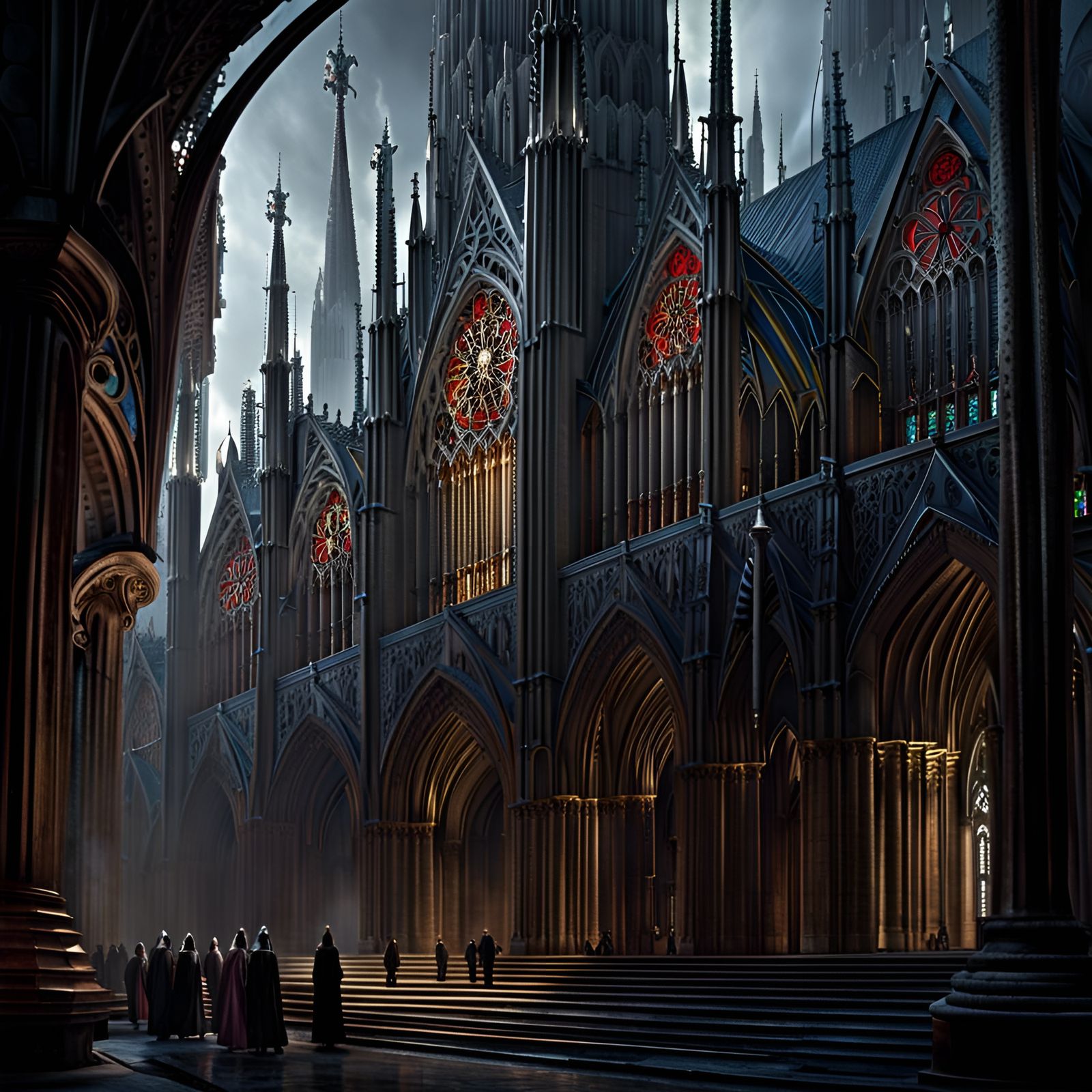 Grand Gothic Cathedral with Soaring Spires