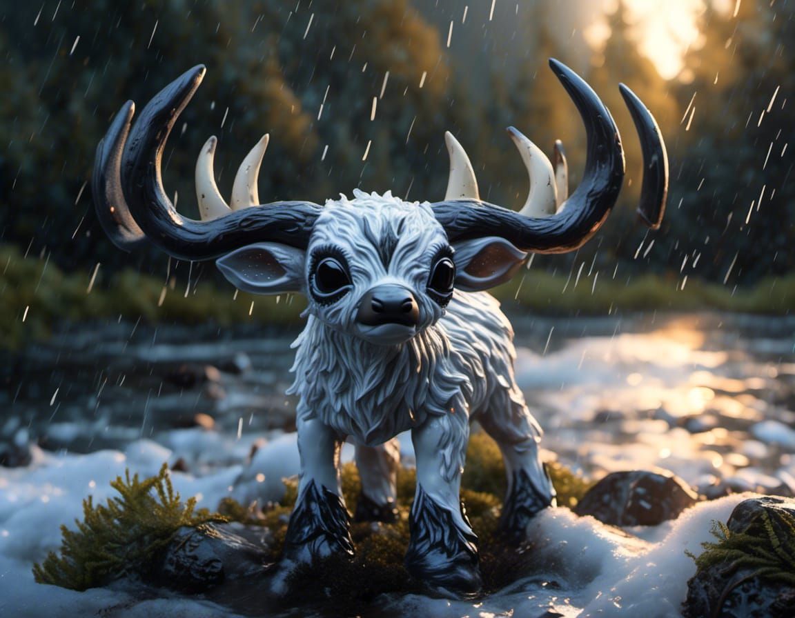 Terrifying Baby Wendigo in Stormy Forest