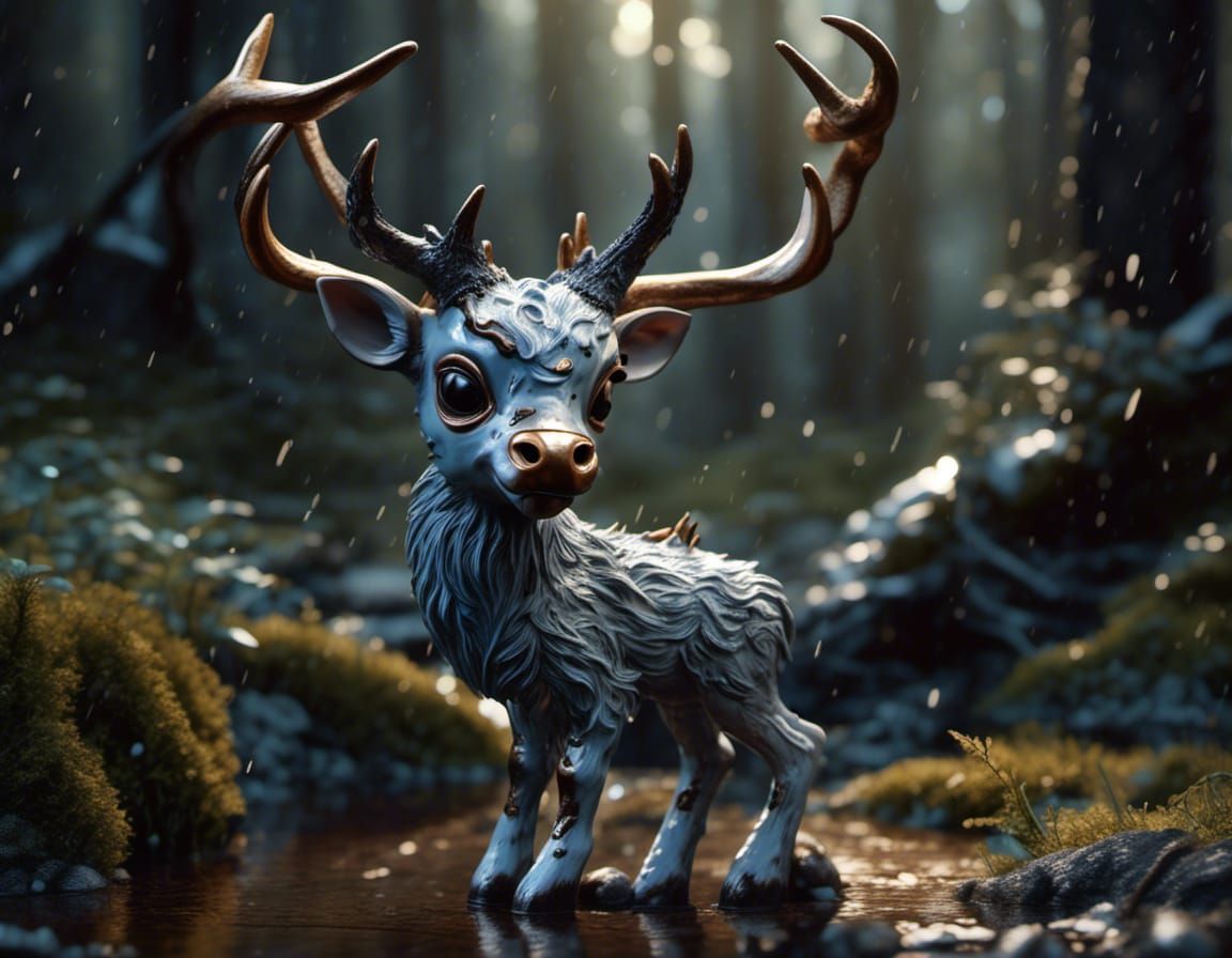Terrifying Baby Wendigo in Stormy Forest
