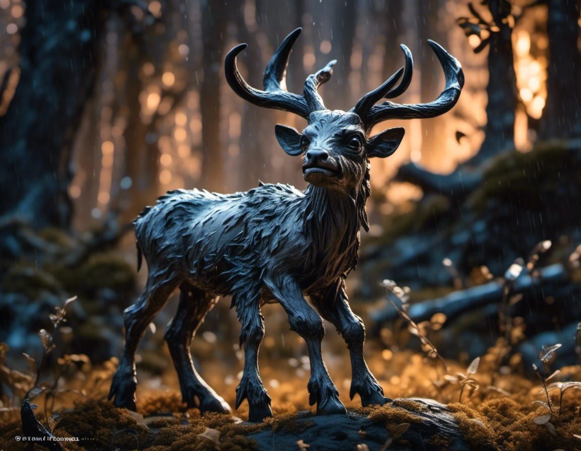 Terrifying Baby Wendigo in Stormy Forest