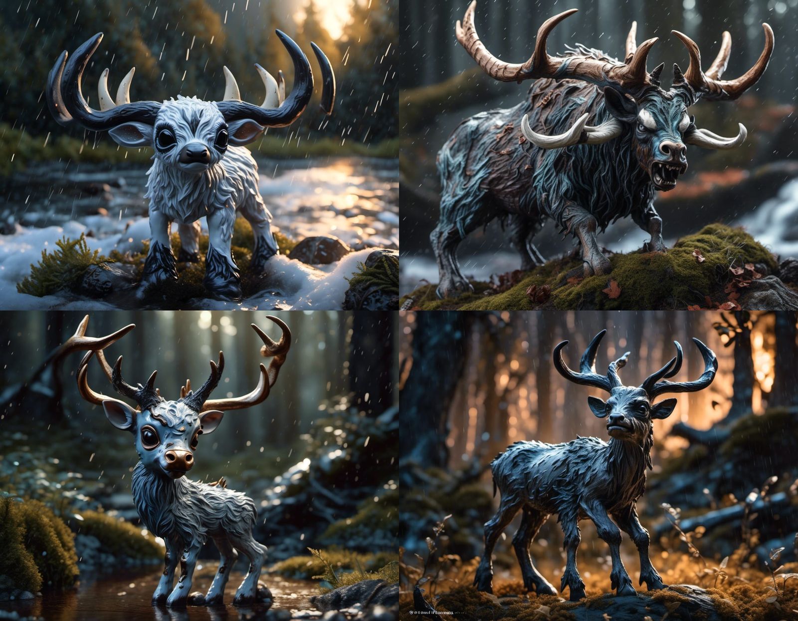 Terrifying Baby Wendigo in a Forest at Dusk