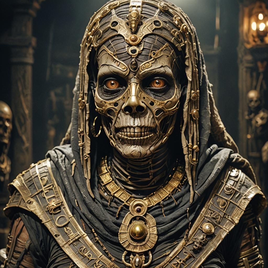 Rotting Mummy in Haunted House, Dark Fantasy Art