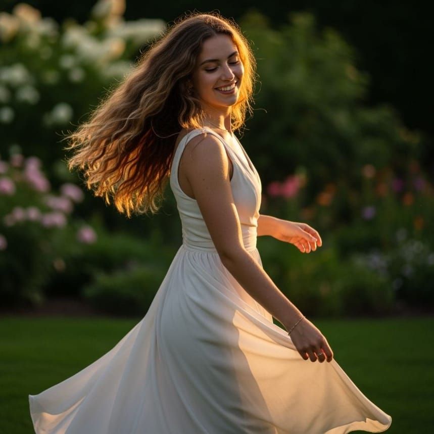 Woman Dancing in Summer Evening Light