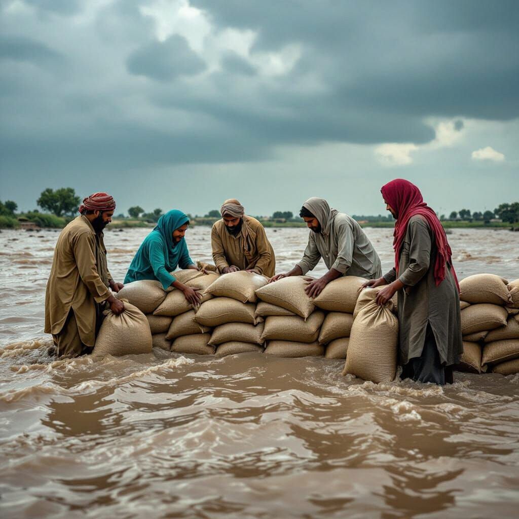 Pakistani Villagers Unite Against Powerful Flood
