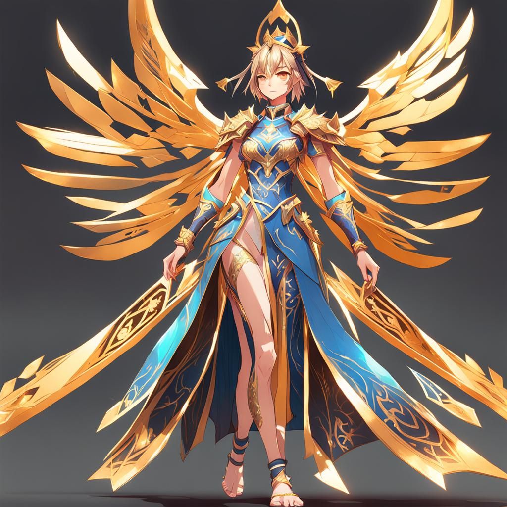 Priestess in Swimsuit Armor: Anime-Inspired Concept Art