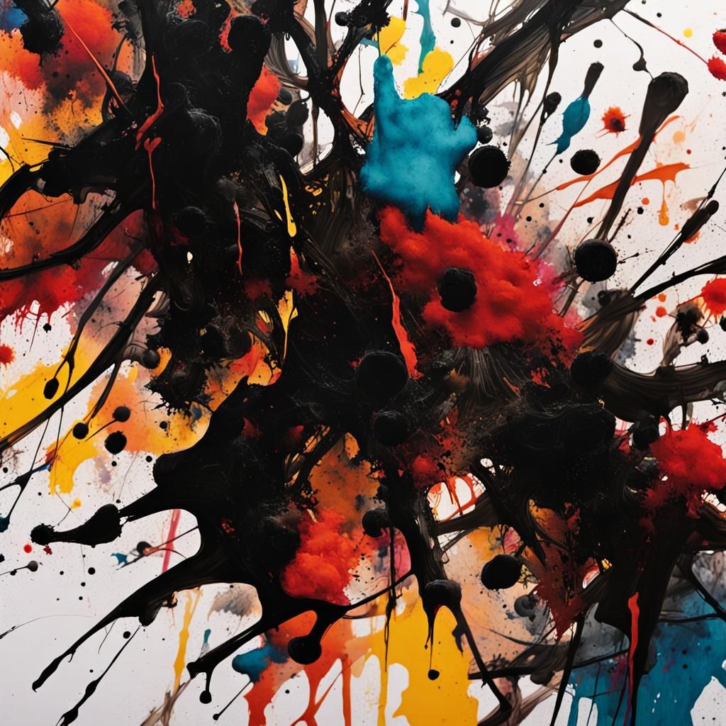 Abstract Expressionism in Vibrant Ink Splatters
