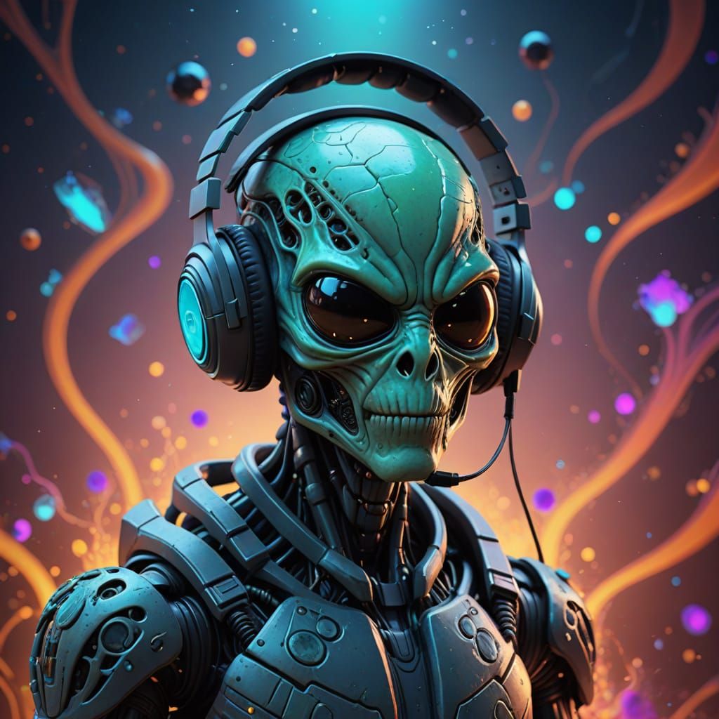 Dreamlike Alien Encounter in a Vibrant, Painterly World