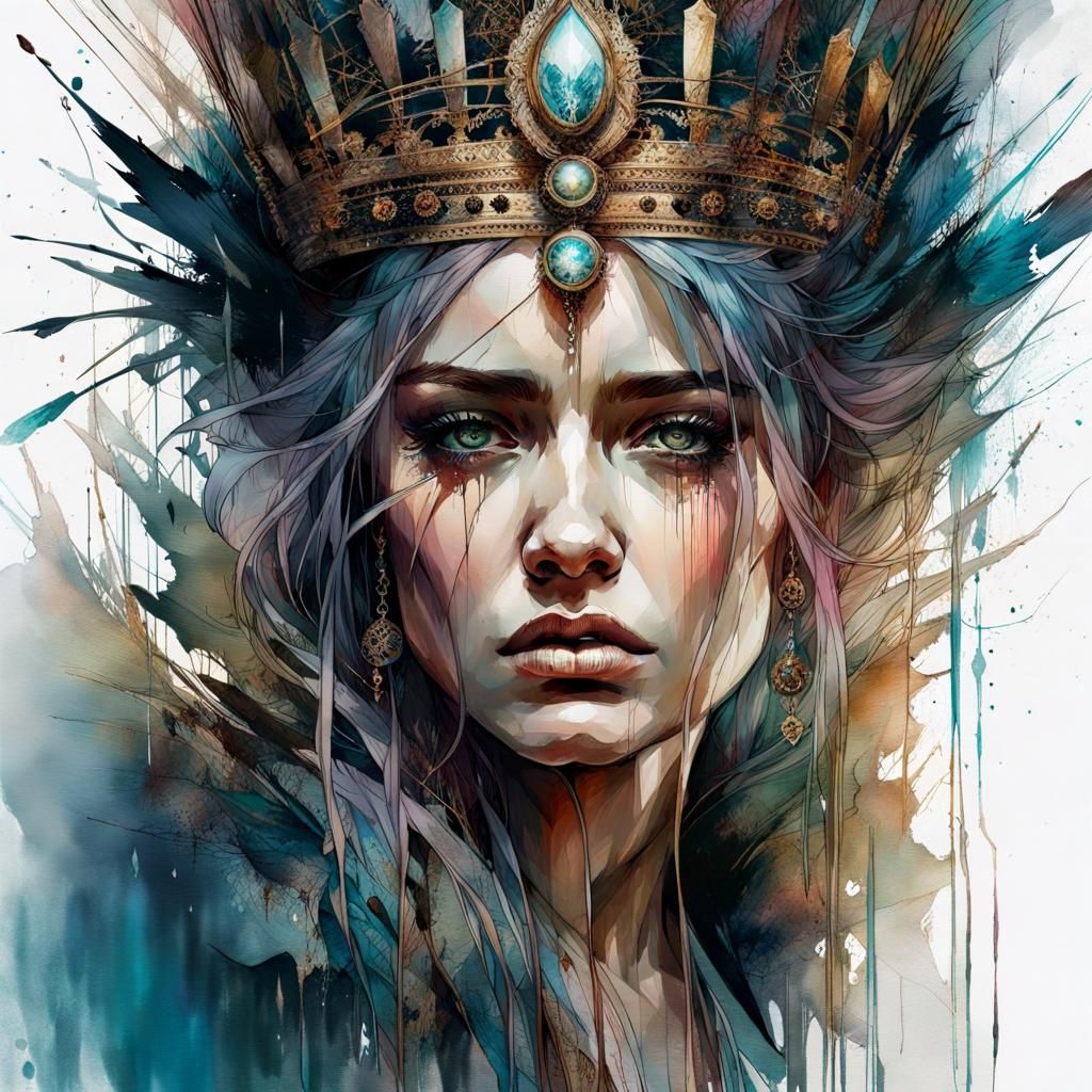 Despairing Queen Portrait by Carne Griffiths