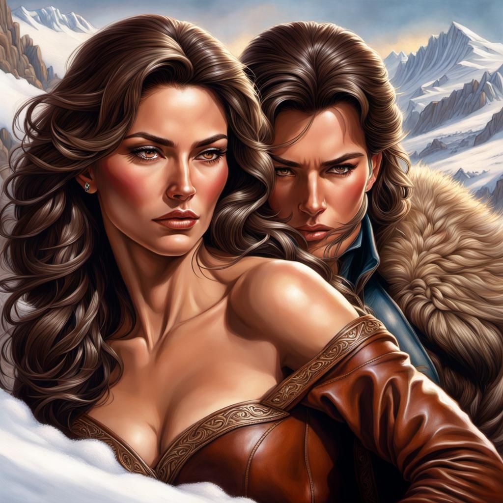 Resting Mother and Husband: Hyperrealistic Color Sketch