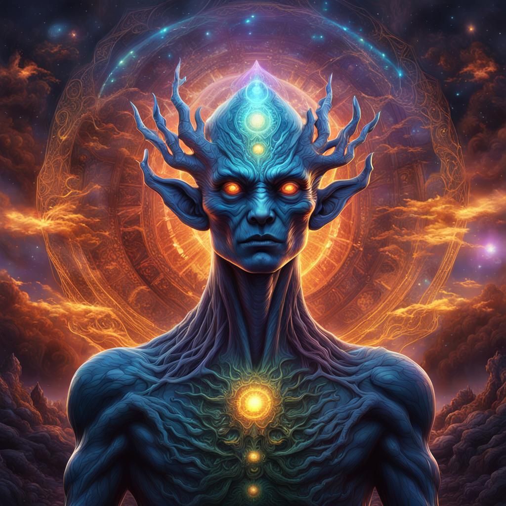 Otherworldly Aliens with Radiant Auras, Matte Painting