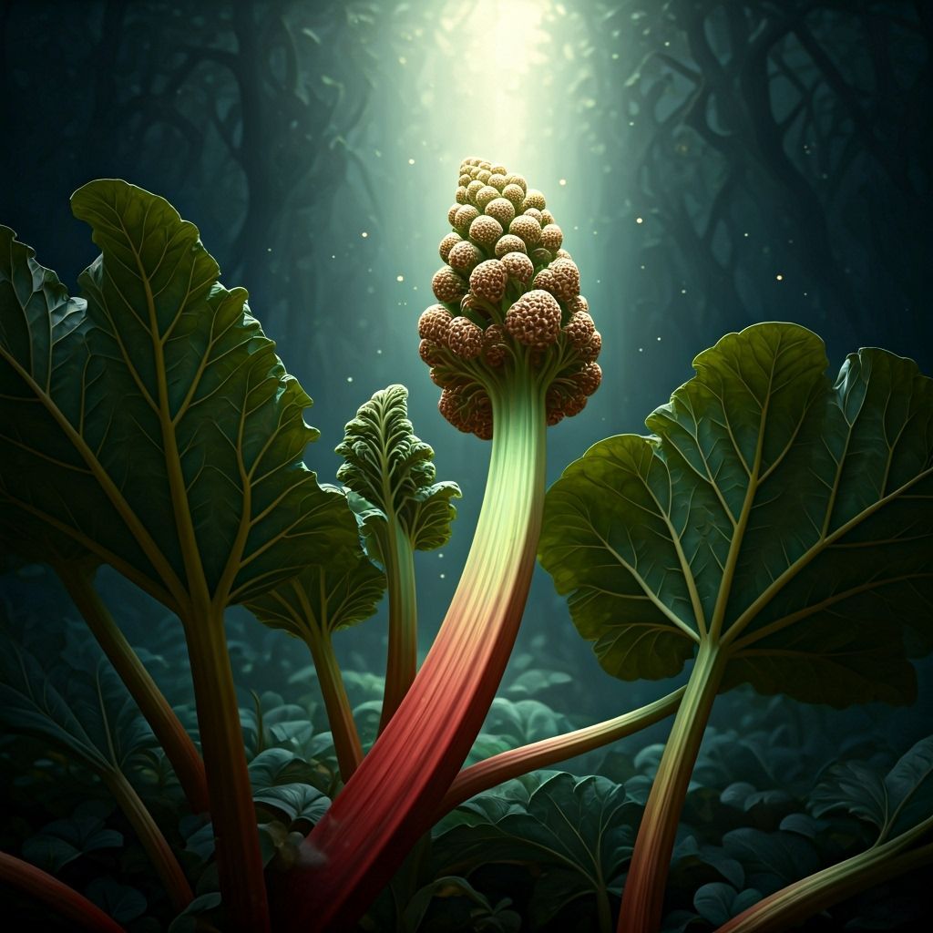 Whimsical Rhubarb Plant in Dark Fantasy Style