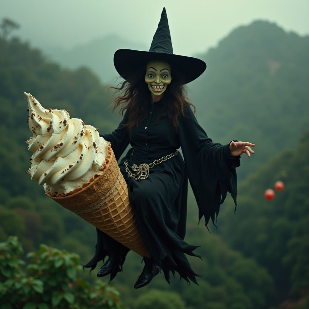 Wicked Witch Rides Ice Cream, Tim Burton Style