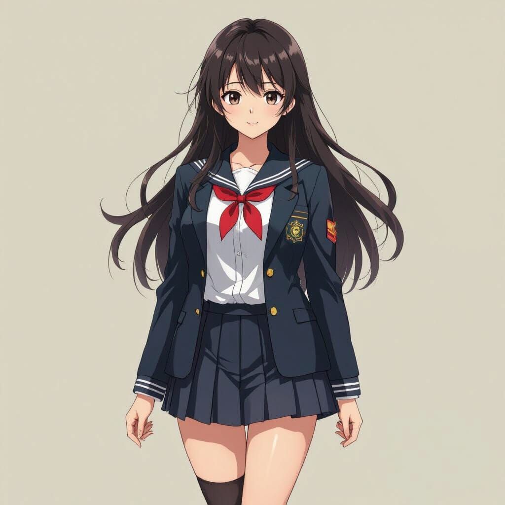Anime Girl in School Uniform, Makoto Shinkai Style