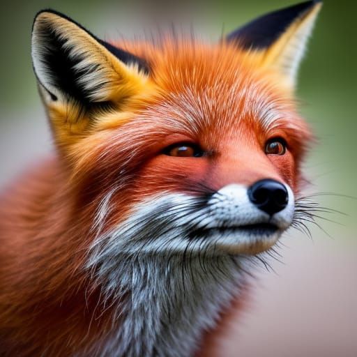 Cute Red Fox in Synthwave-Inspired Digital Art