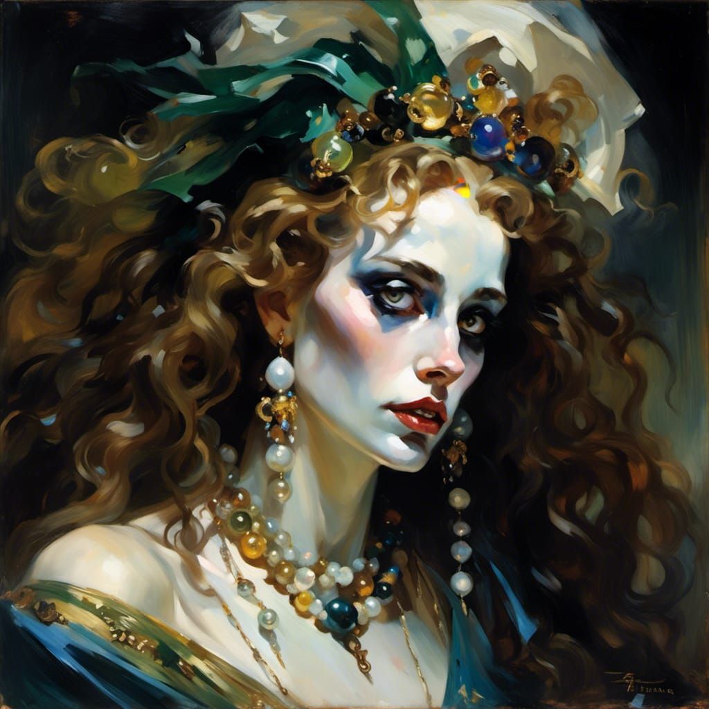 Mardi Gras Woman with Chiaroscuro Lighting