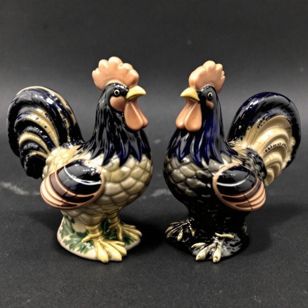 Rooster Salt and Pepper Shakers: Ceramic Kitchen Decor
