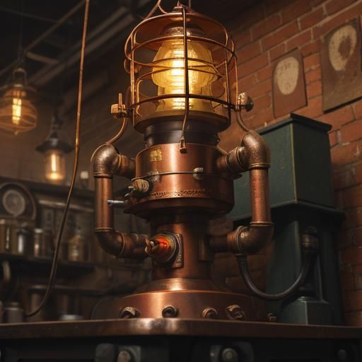 19th Century Dynamo Machine in Steampunk Style