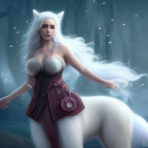 Fantasy Girl with Wolf Ears in Detailed Digital Art