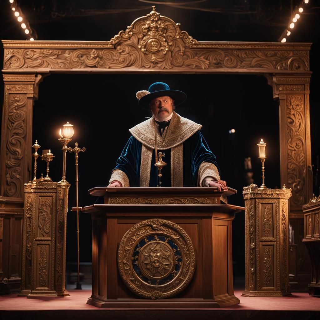 Medieval Auctioneer Bids on Magic Wand in Film Noir