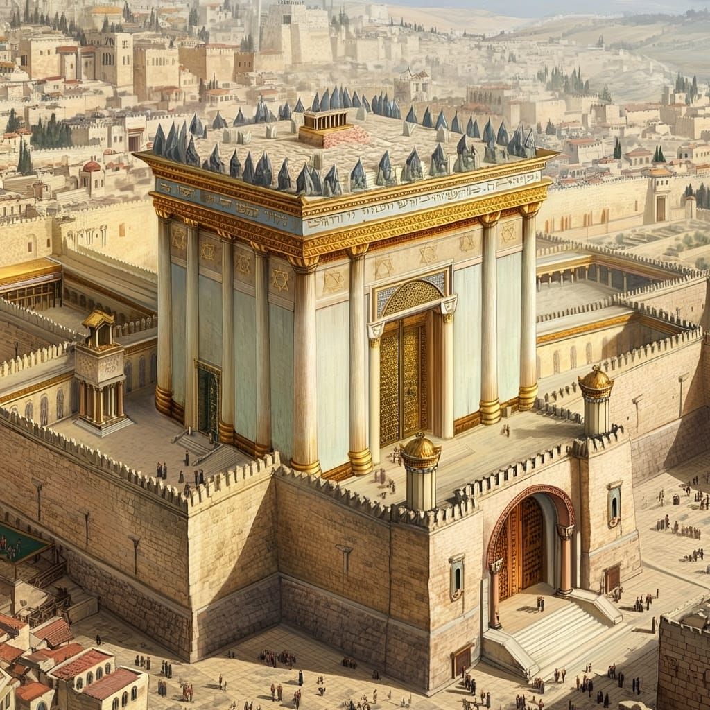 Ancient Temple Complex in Jerusalem Aerial View