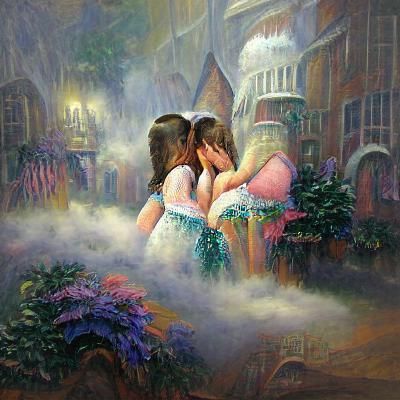 Ethereal Kiss: Fantasy Art in Painterly Style