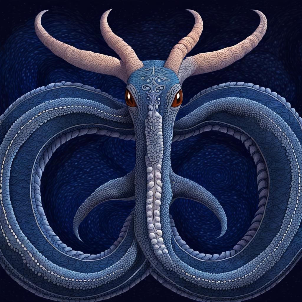 Avanyu Horned Serpent in Tewa Pueblo Style