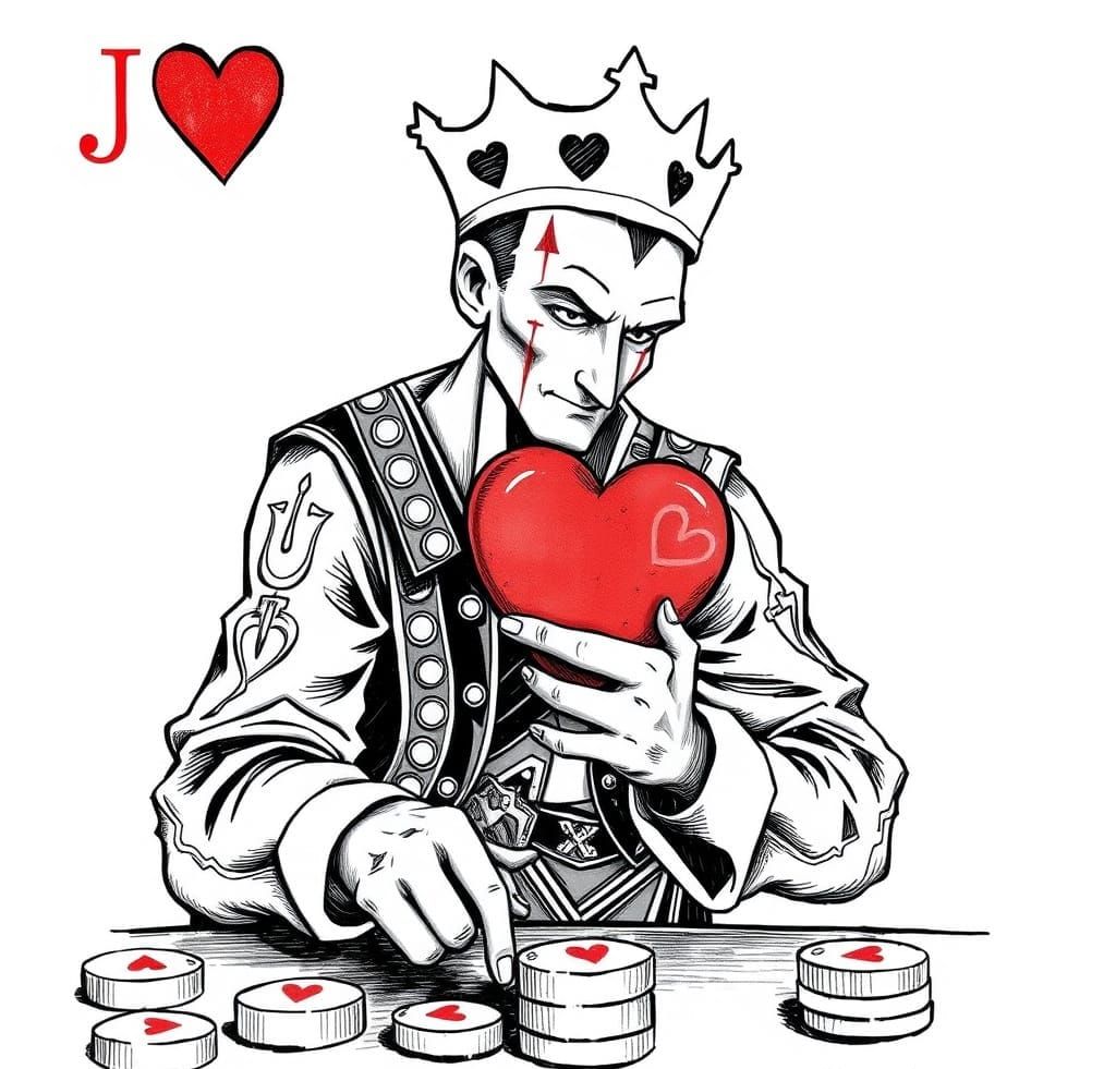 Jack of Hearts Poker Card in Comic Book Style
