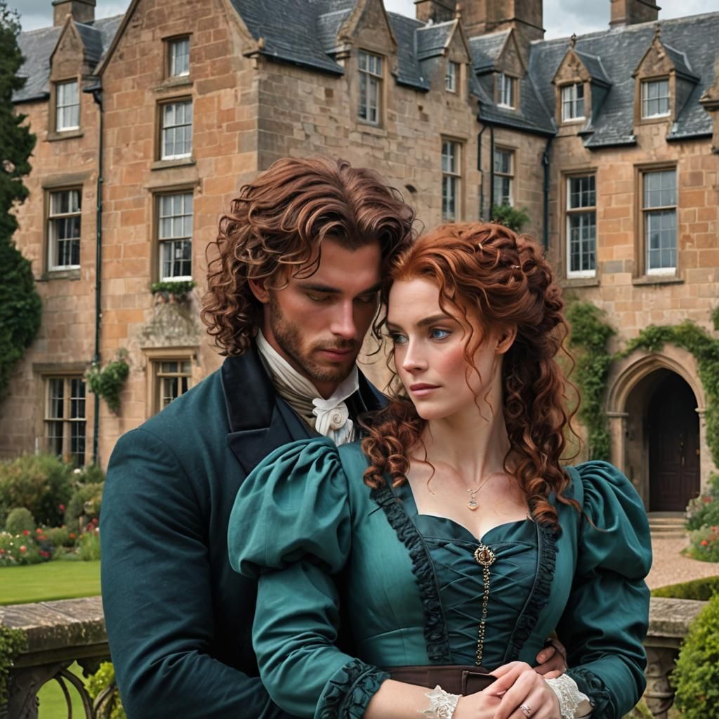 Romantic Regency Era Couple Embrace on Book Cover