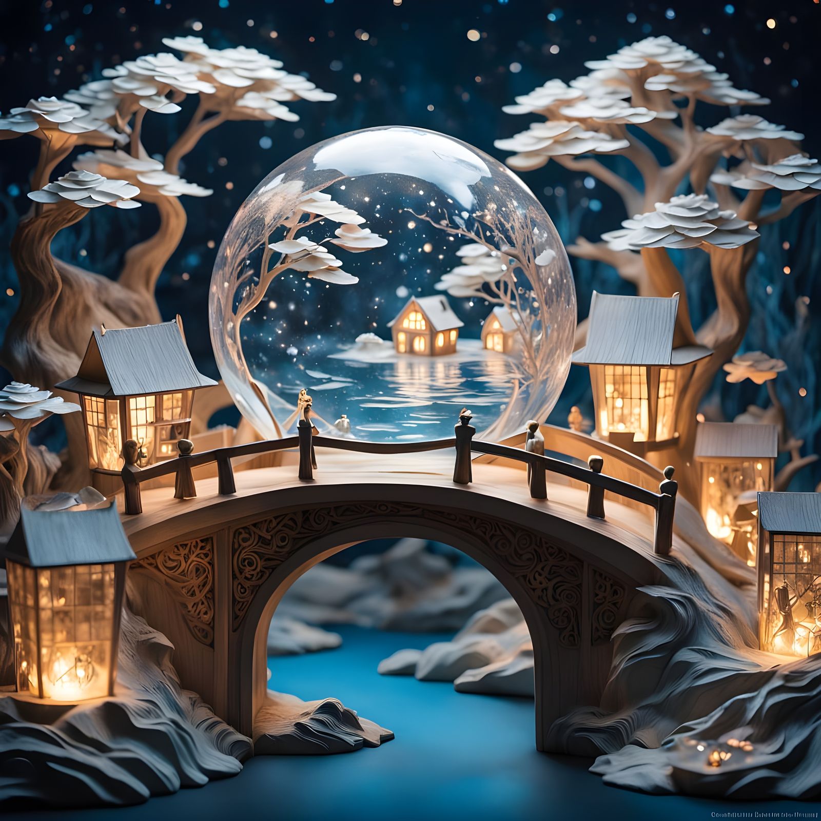 Enchanted Snow Globe Scene in Soft Focus