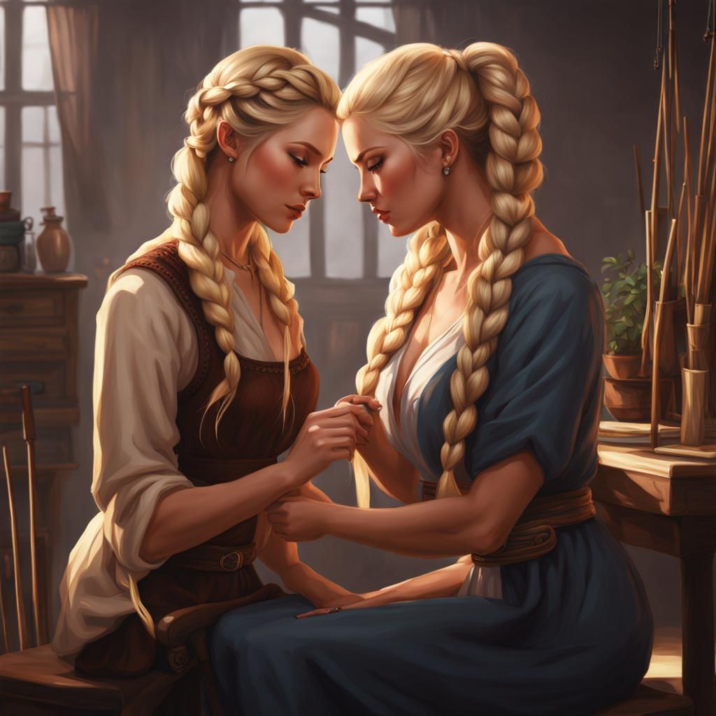 Braiding Blonde Hair: Warm Concept Art