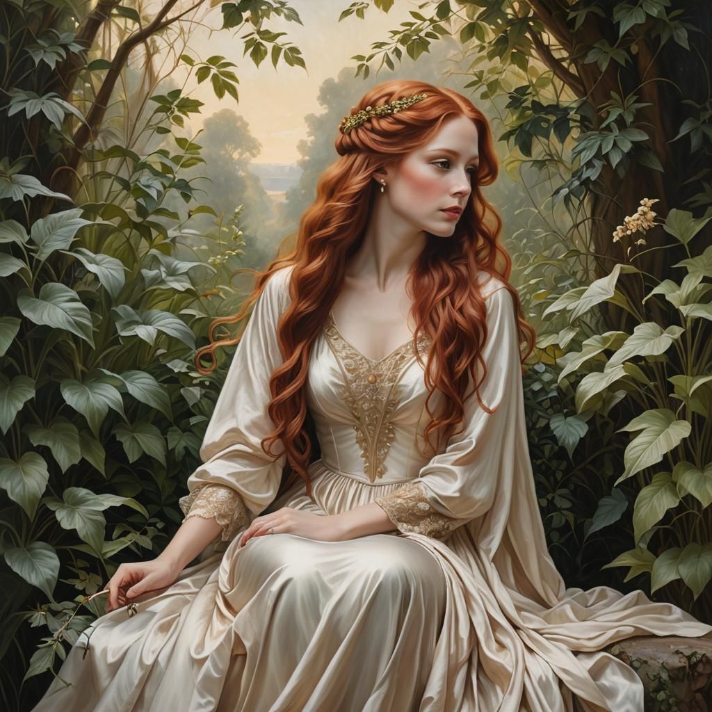 Elegant Lady in Renaissance-Inspired Oil Painting