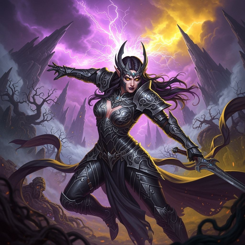 Elven Goth Goddess in Art Nouveau Style