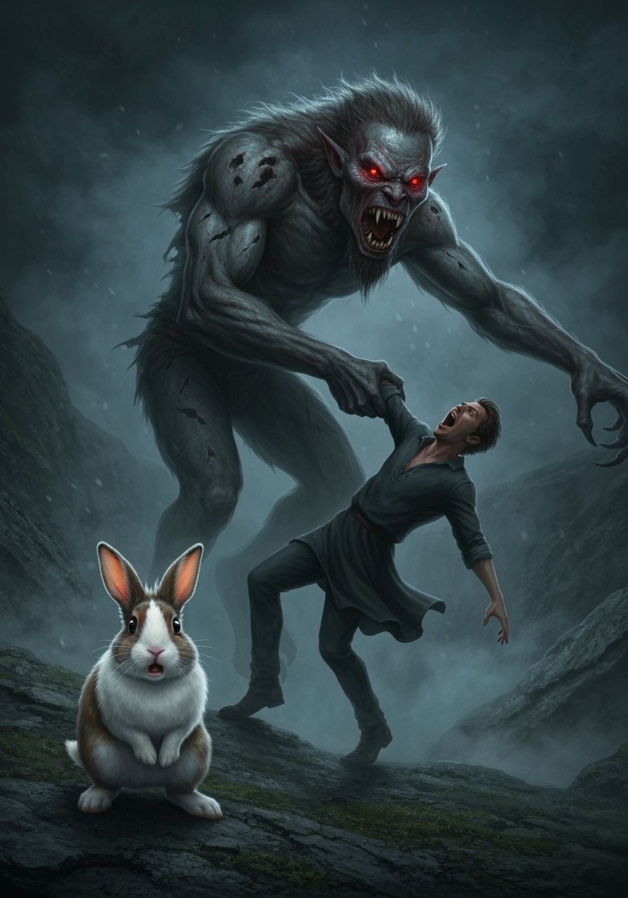Terrifying Wendigo Attacks Man in Dark Chasm