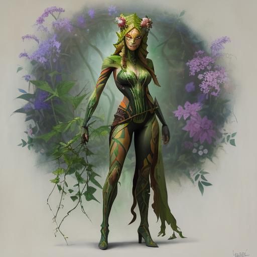 Ahsoka and Poison Ivy Fusion as Oil Painting