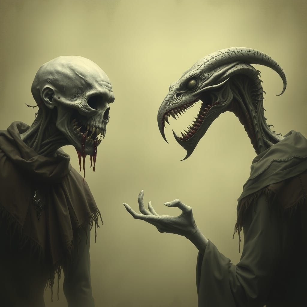 Twisted Eldritch Entities Engage in Macabre Standoff