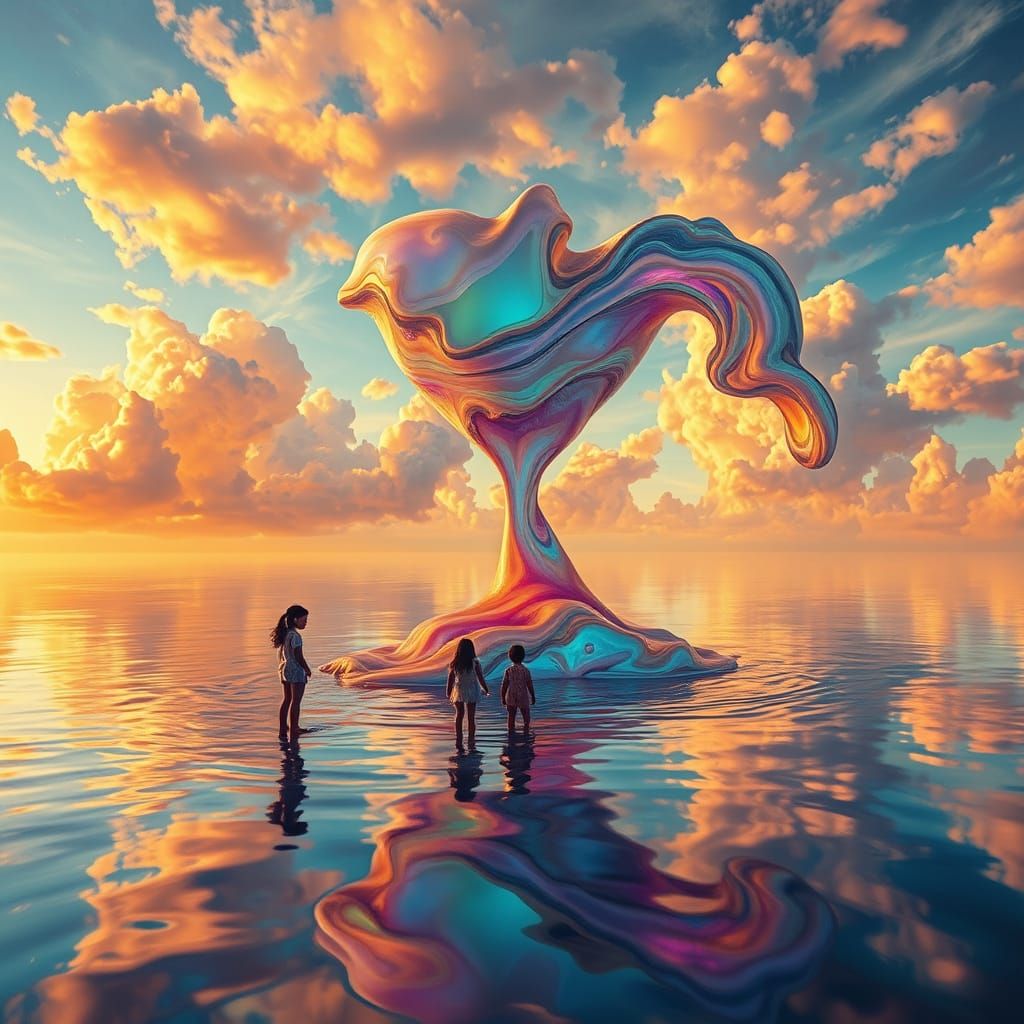 Surreal Lake of Shimmering Non-Newtonian Fluids in an Ethere...