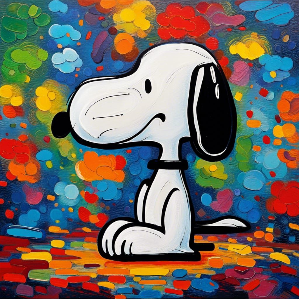 Snoopy in Neo-Impressionist Expressionist Oil Painting