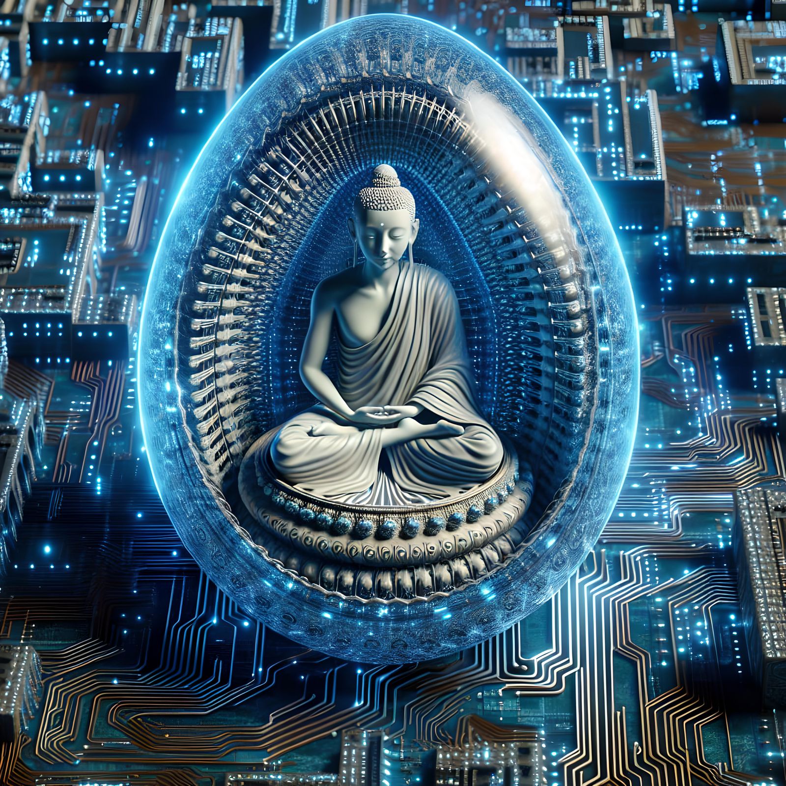 Digital Bodhisattva Resting in Quantum Circuitry Cocoon