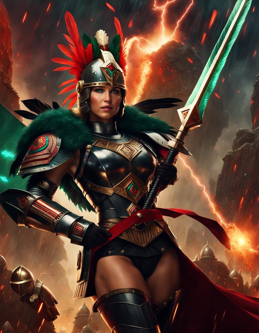 Goddess of War in Cyberpunk Armor