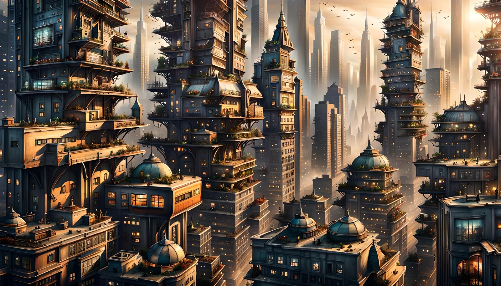 Maximalist High-Rise Housing in Dystopian Cityscape