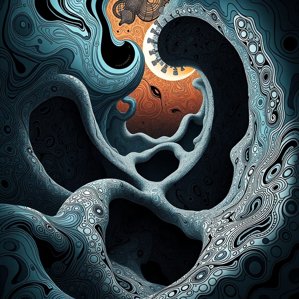 Dreamlike Dystopian Realm in Abstract Fractal Landscape