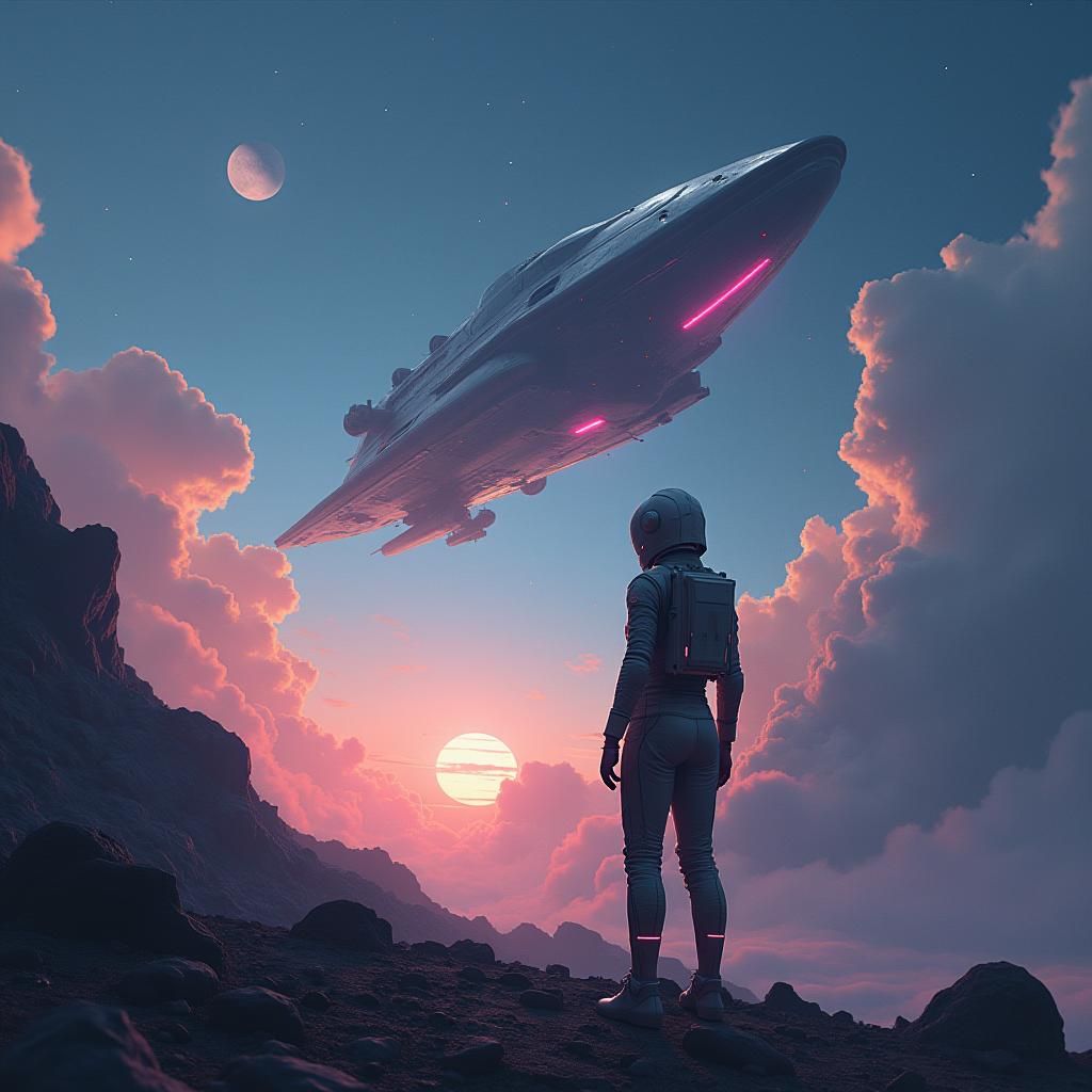 Extraterrestrial Abduction Scene in a Fantasy Art Style